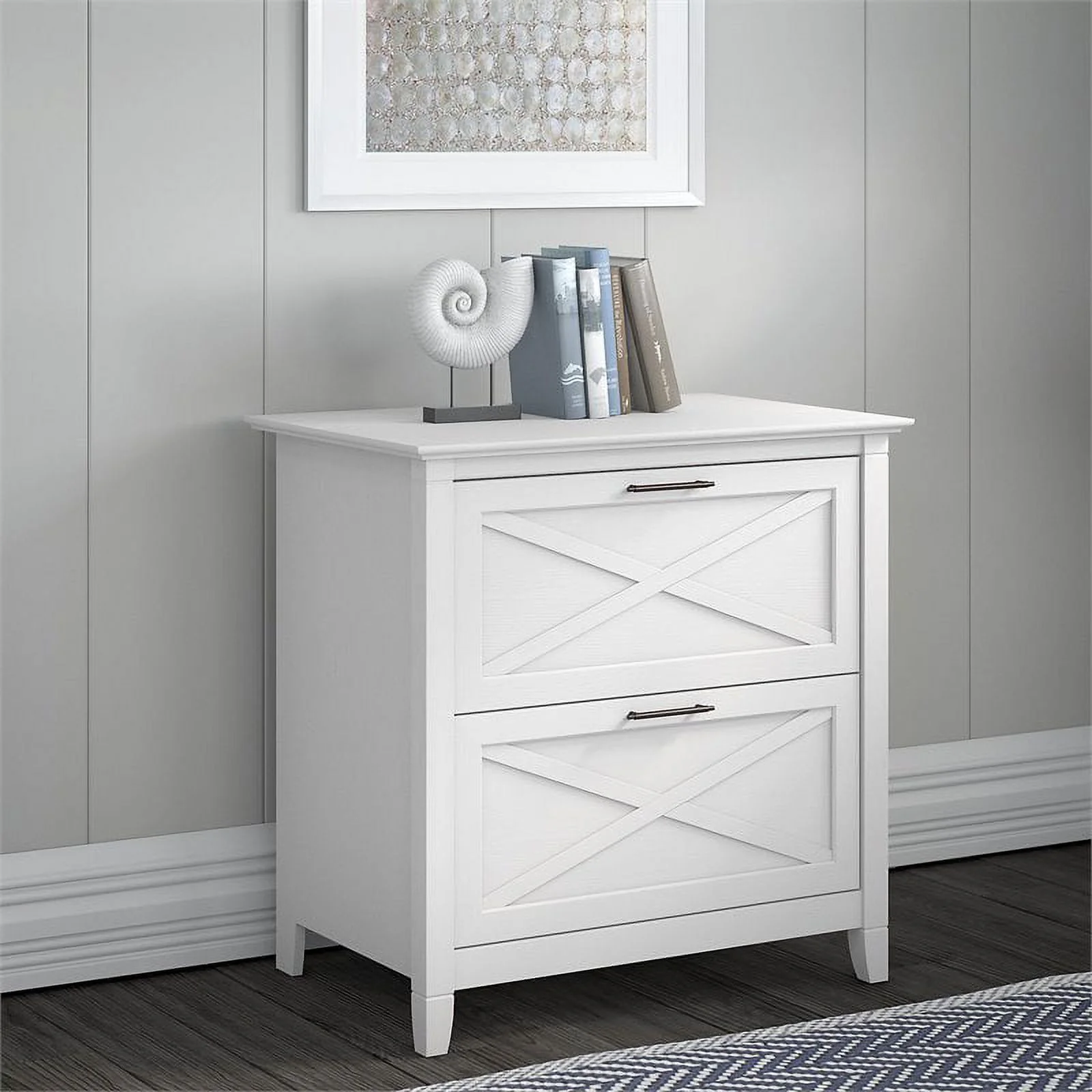 Home Square 2 Piece Lateral Filing Cabinet Set with 2 Drawer in Pure White Oak