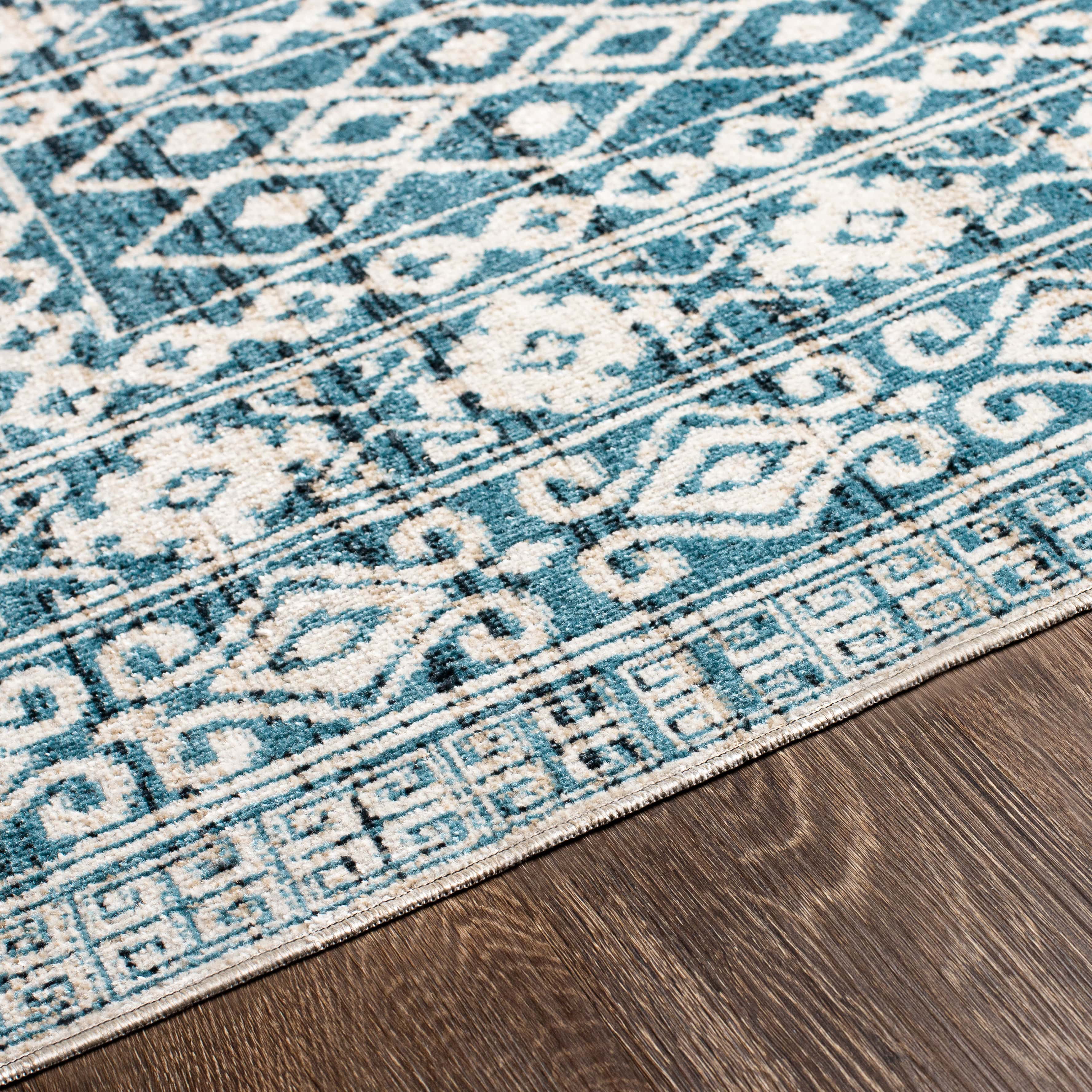 Mark&Day Washable Area Rugs, 5x7 St Leon Global Sky Blue Area Rug (5'3