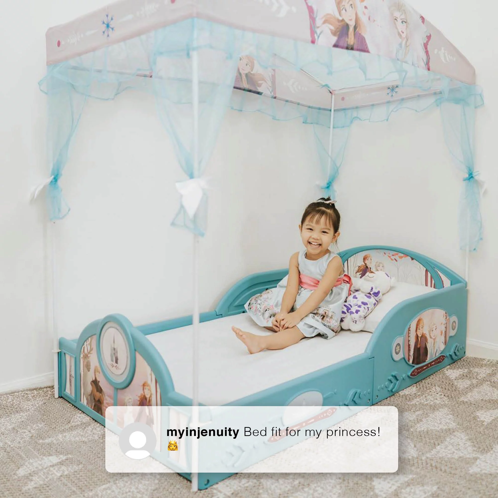 Disney Frozen II Plastic Sleep and Play Toddler Bed with Canopy by Delta Children