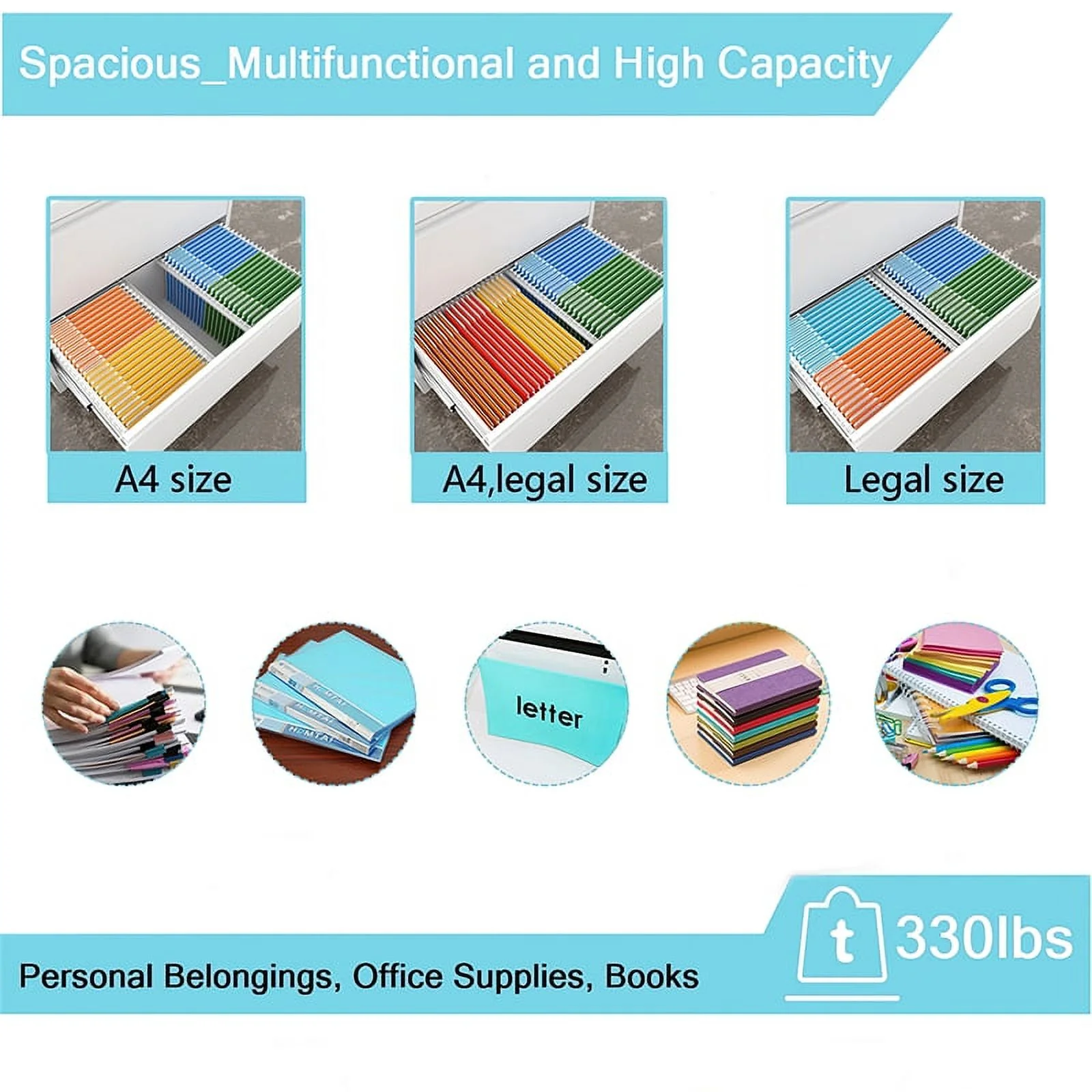 GangMei 3-Drawer Steel Metal Lateral Locking Filing Cabinet with Lock in White