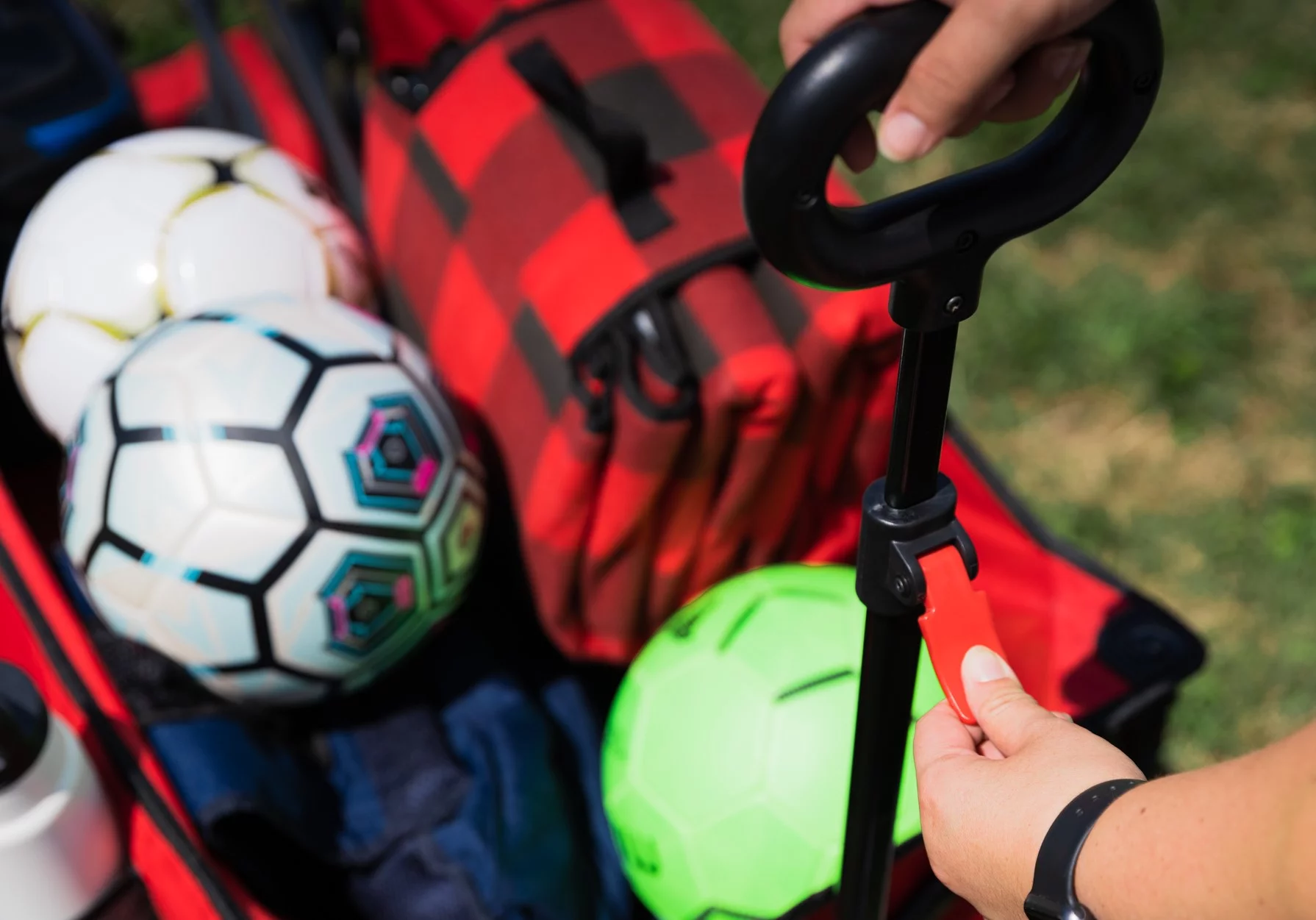 Ozark Trail Camping Utility Wagon with Tailgate & Extension Handle, Red