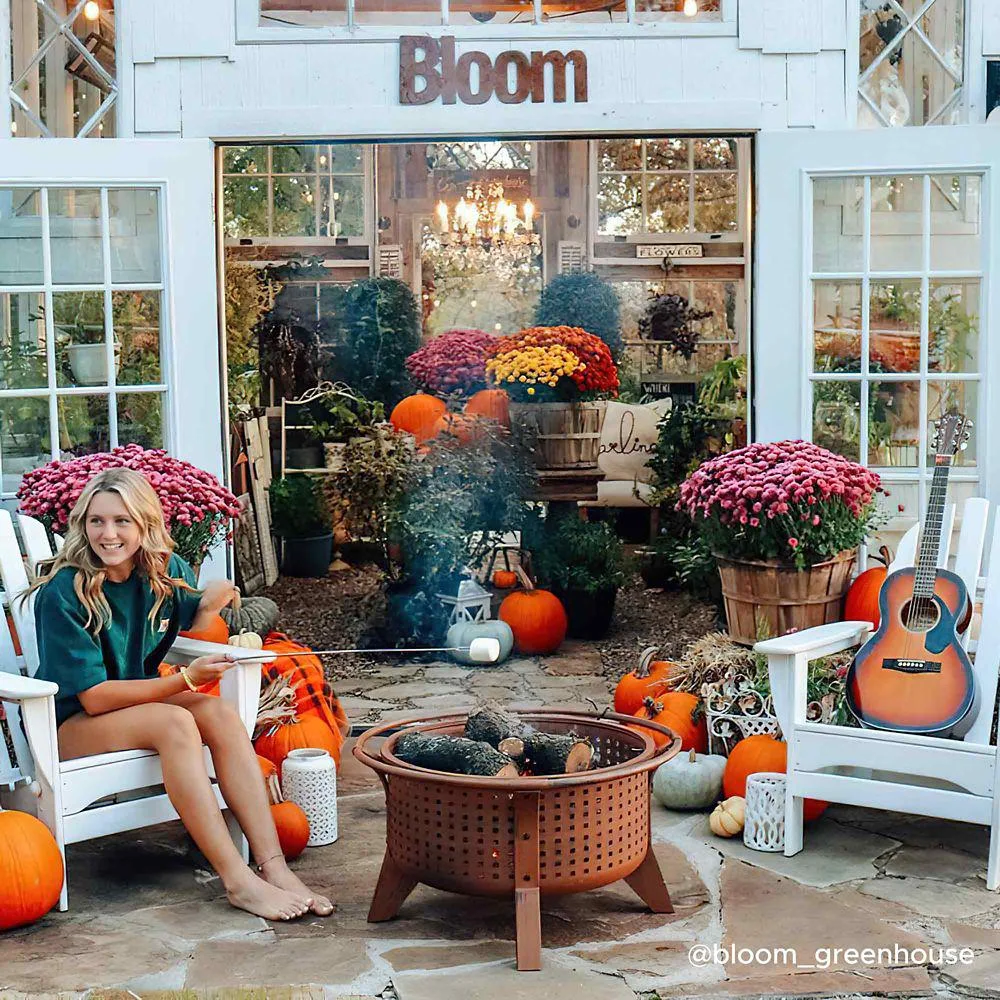 Sunjoy 30 in. Patio Woven Round Steel Outdoor Wood-Burning Fire Pit with Spark Screen and Poker