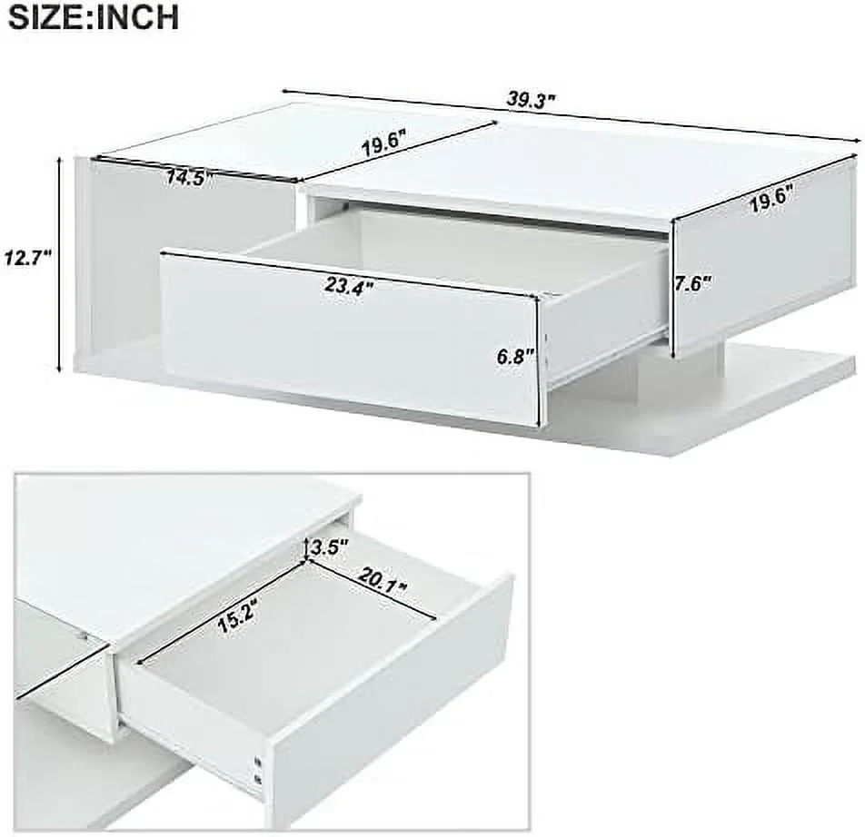 JDZHAPPYLIFE Coffee Table  2-Tier Rectangular Coffee Table with Tempered Glass  Modern Cocktail Table with High-Gloss UV Surface  Minimalist Design Center Table for Living Room  Black