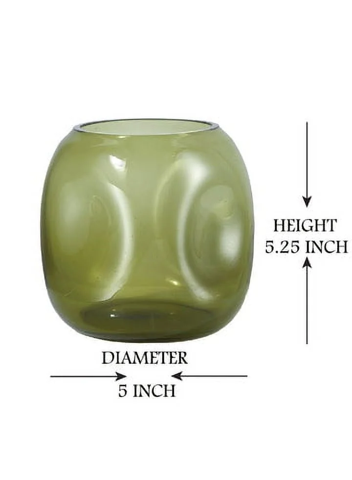 Serene Spaces Living Green Cube Dimpled Glass Vase, 5