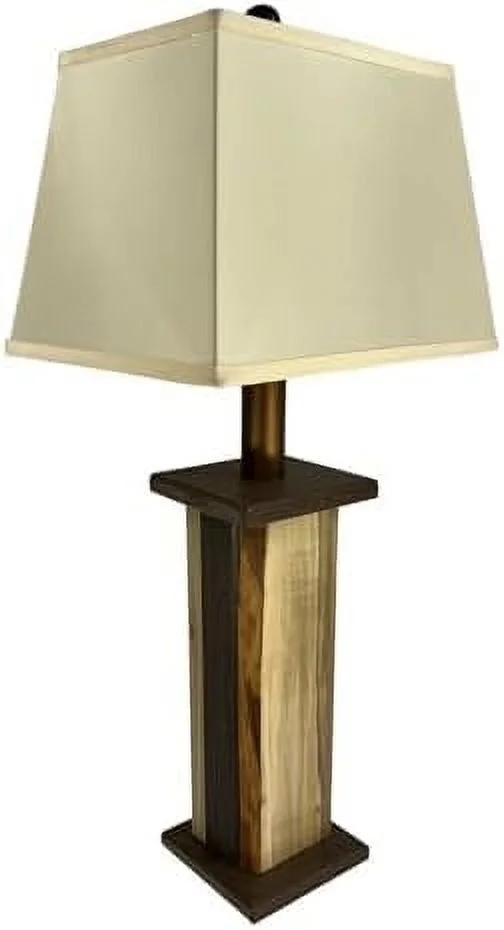 CHFBC Rustic Farmhouse Battery-Operated Live Edge Wood Table Lamp 28" Tall Cordless Indoor/Outdoor 3 Stage Dimmer + Auto-Off Timer for Living Room Bedroom Entryway Cabin Decor