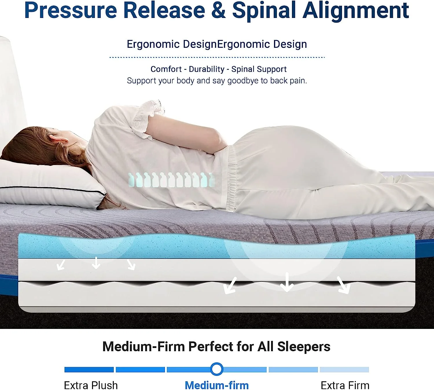 HYUN King Mattress, 10 Inch King Size Mattress in a Box with Gel Memory Foam & Breathable Cover, Pressure Relieving, King Bed Mattress Medium Firm Supportive, CertiPUR-US Certified