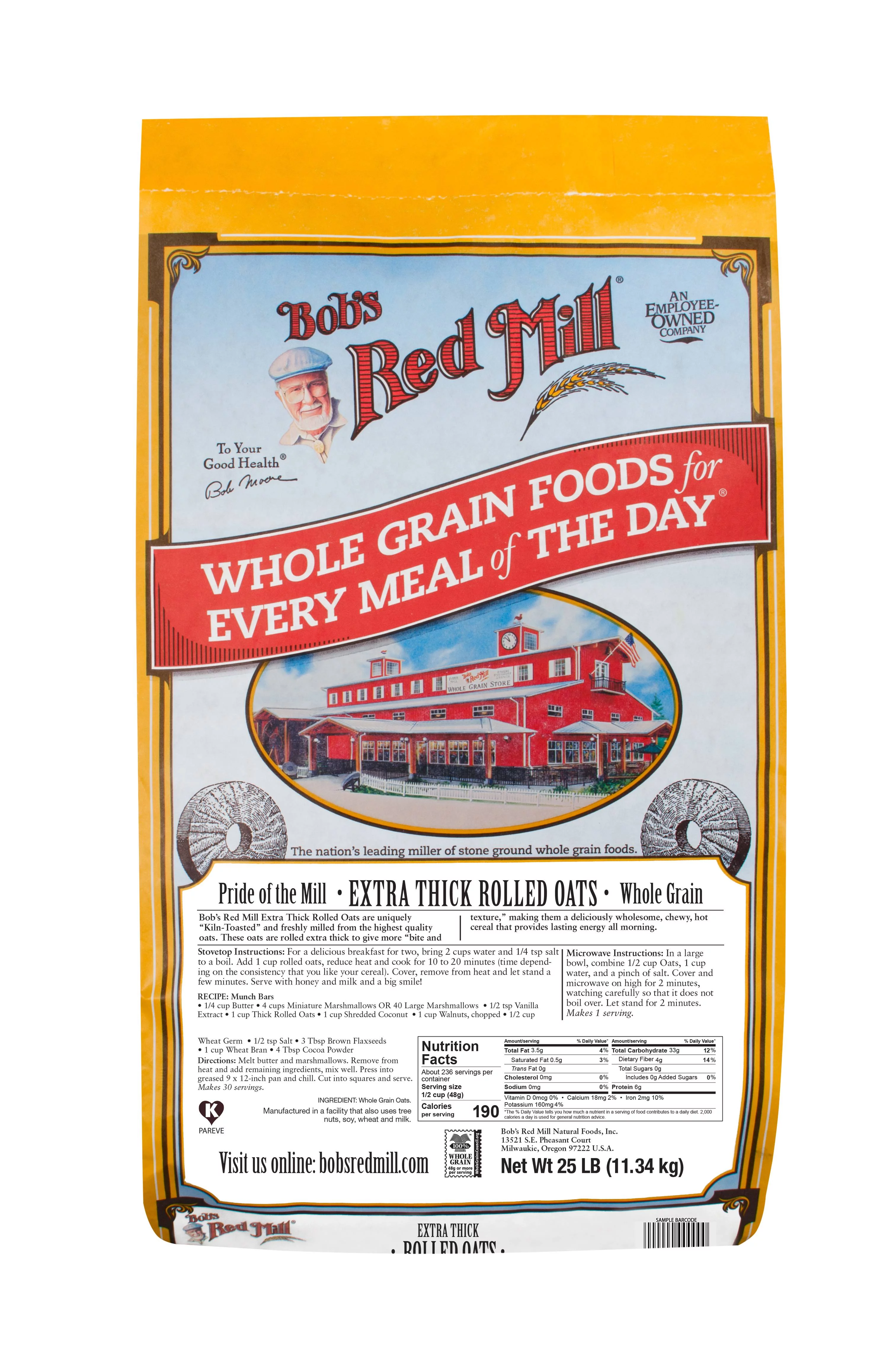 Bob's Red Mill Extra Thick Rolled Oats 25 lb. (1 count)