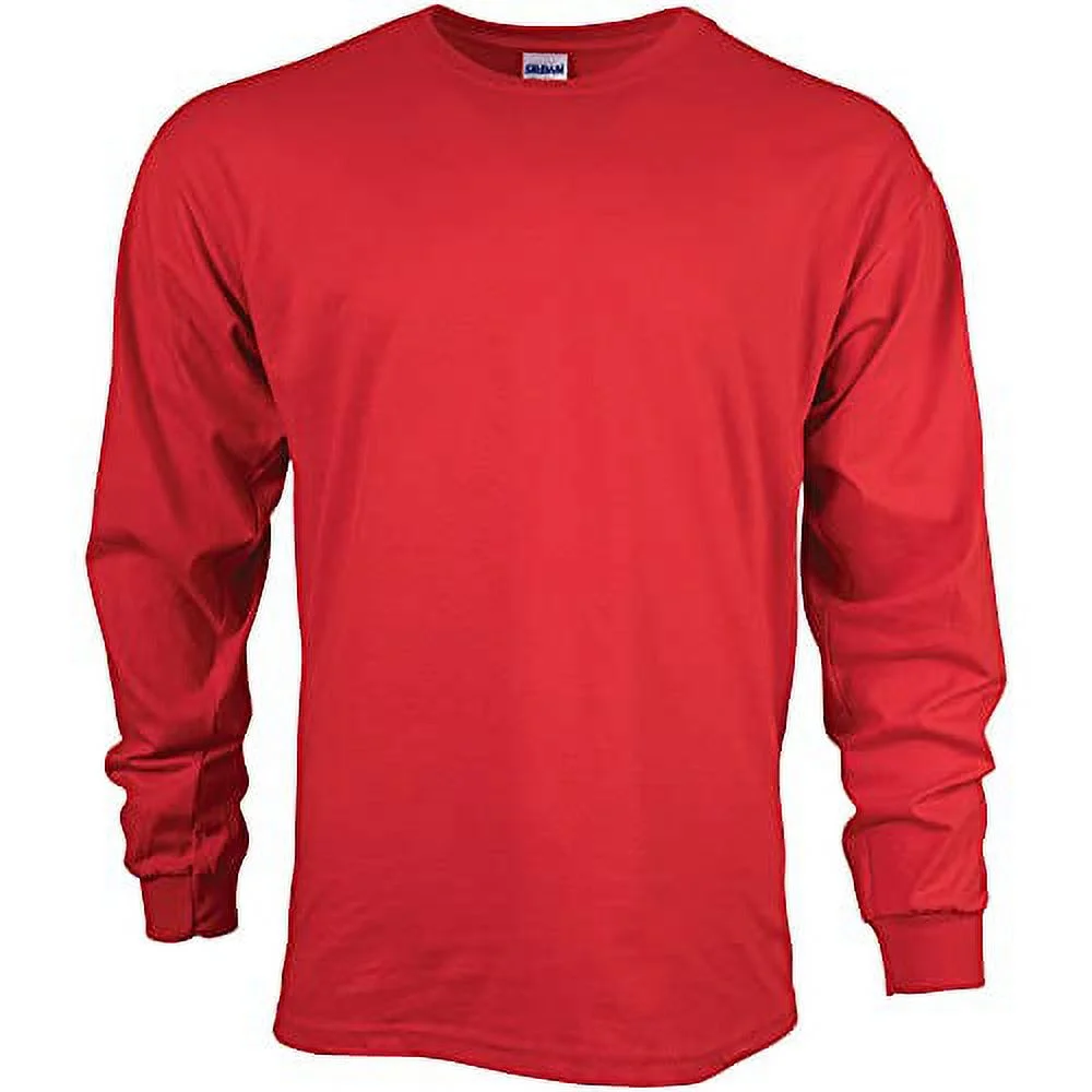 Gildan Men's Ultra Cotton Long Sleeve T-Shirt, Style G2400, Multipack, Red (10-Pack), X-Large