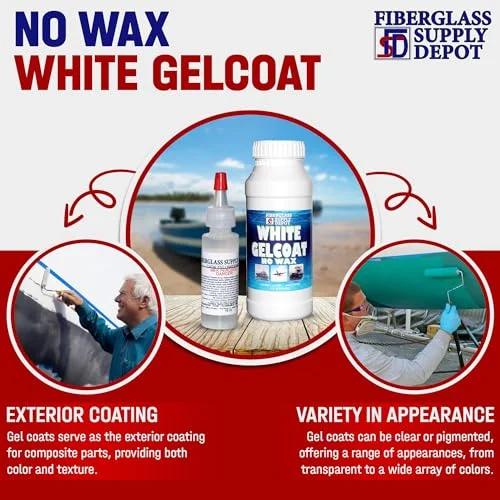 White Gelcoat - NO Wax - Quart with 15cc Hardener (MEKP)
