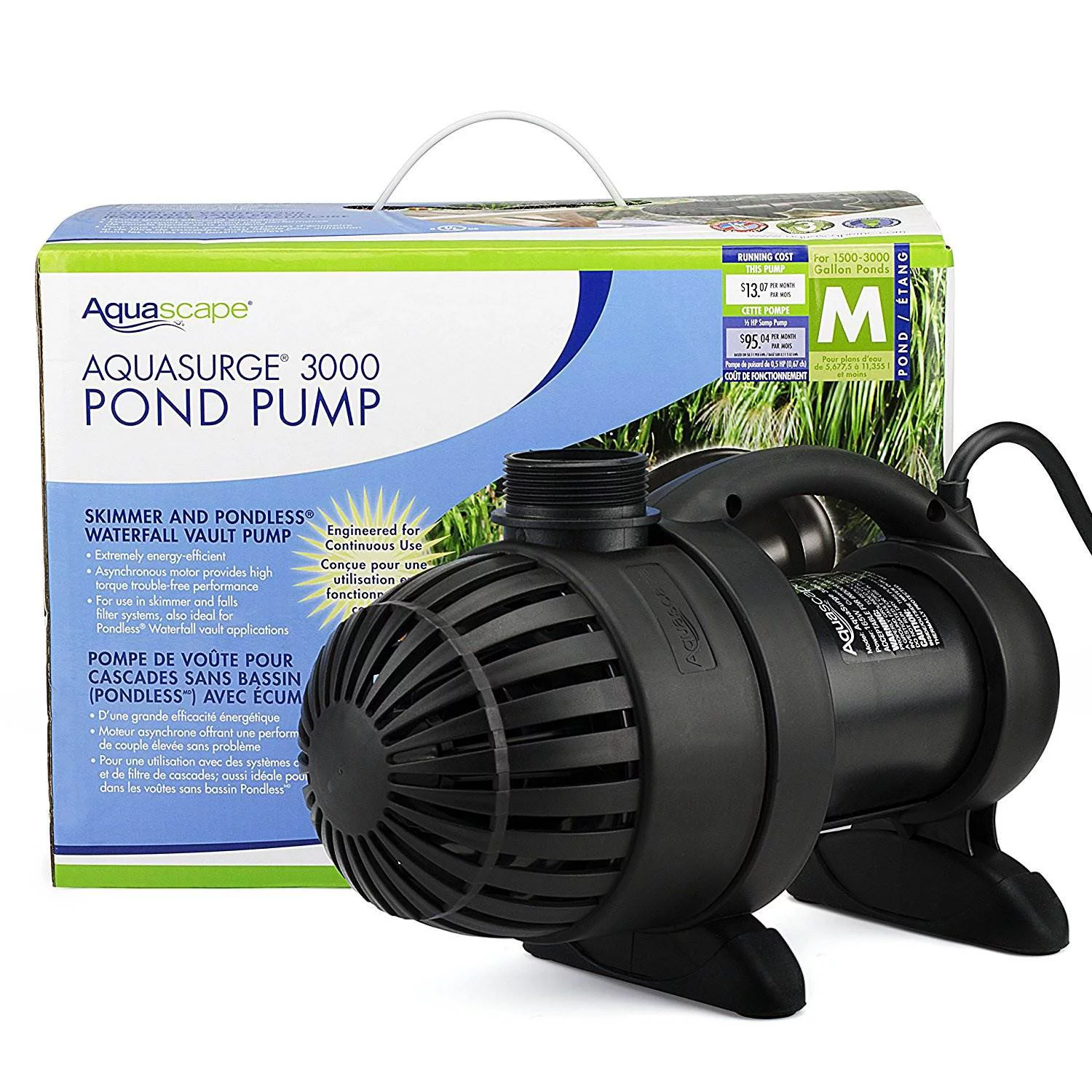 Aquascape AquaSurge 3000 GPH Pond Water Pondless Waterfall Asynchronous Pump