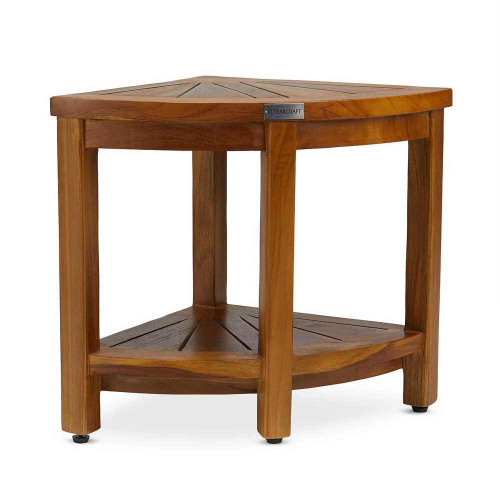 The SAGA Teak Corner Shower Bench Seat for Bathroom Waterproof Shower Stool Fully Assembled