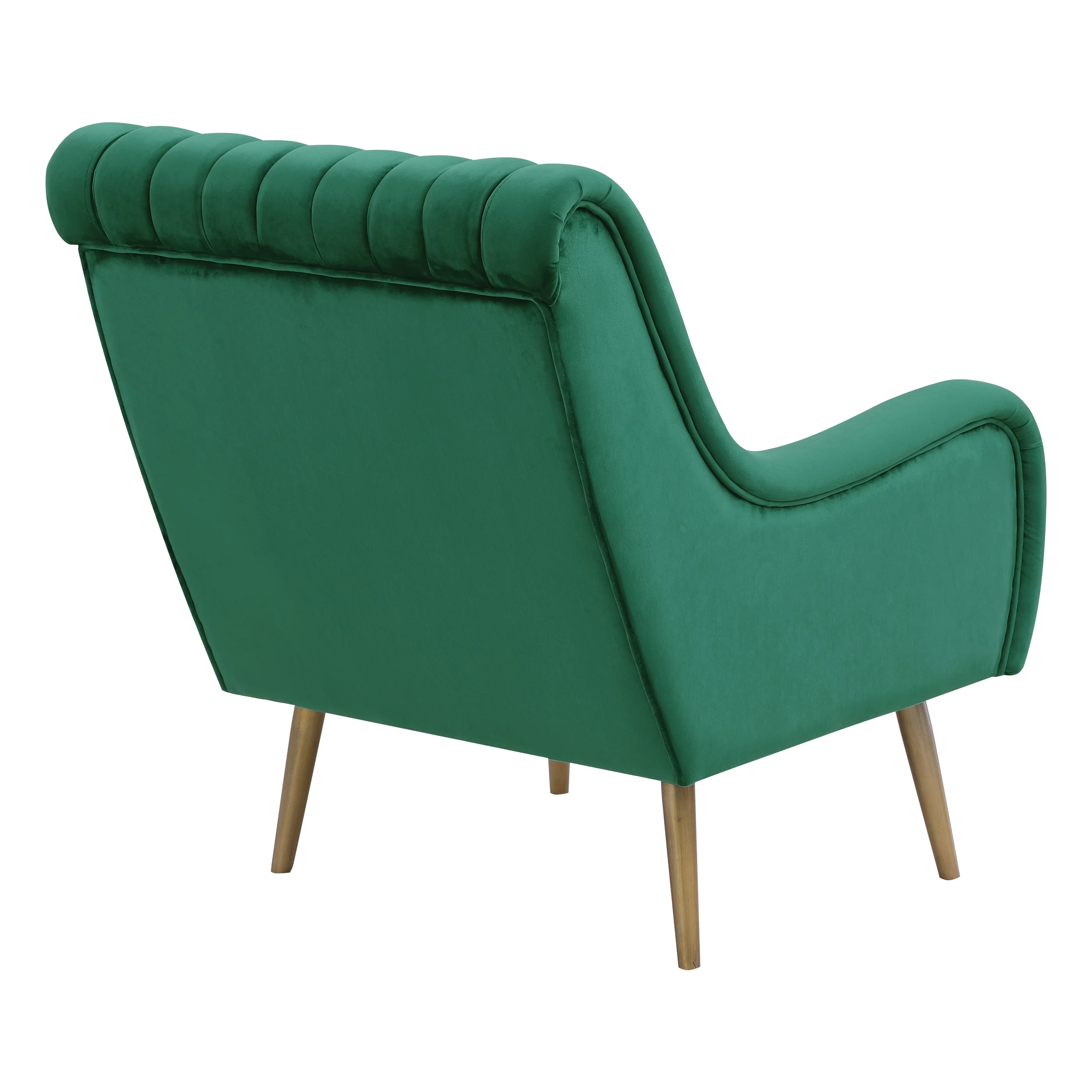 OSP Home Furnishings Cassia Velvet Armchair in Midnight Green Velvet Fabric and Gold Brushed Legs