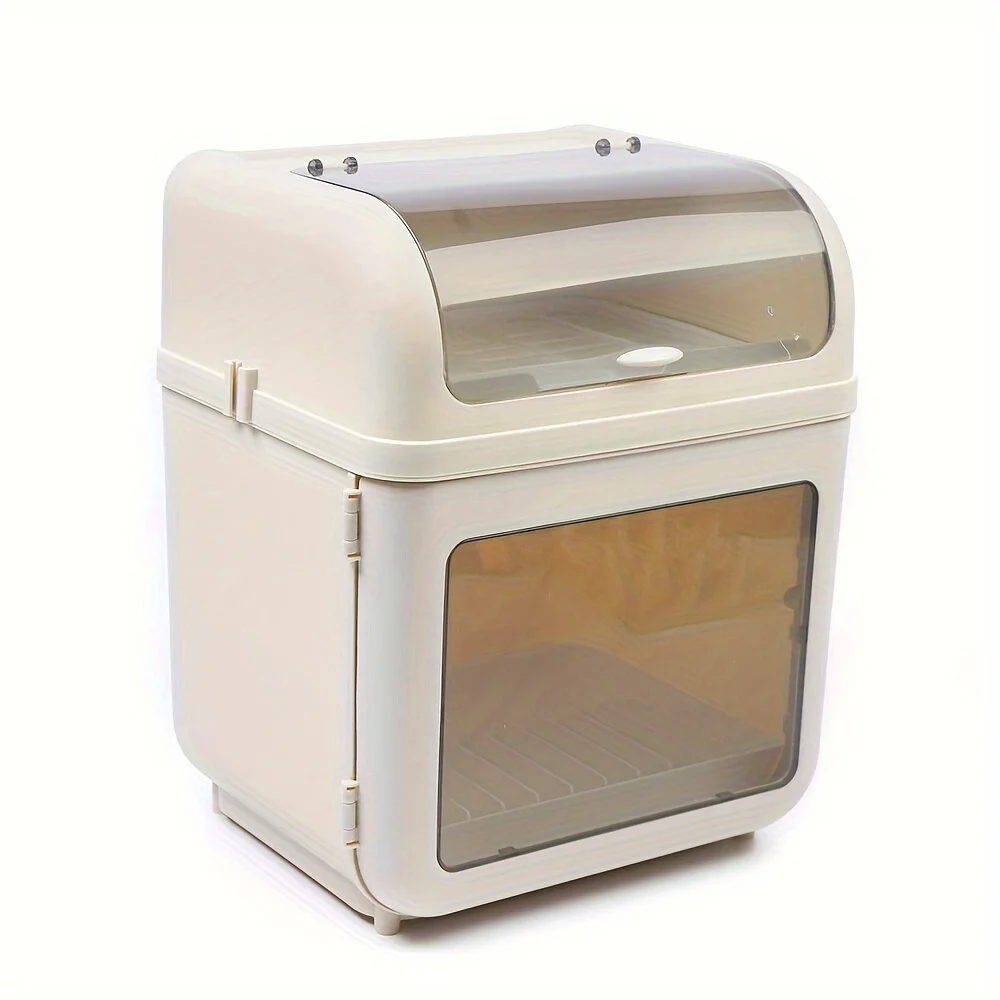 Dish Rack, Modern 2 Tiers Dish Drying Rack, Large Capacity Space-saving Dish Storage Organizer With Cover, For Kitchen Countertop, Kitchen Organizers And Storage, Kitchen Accessories