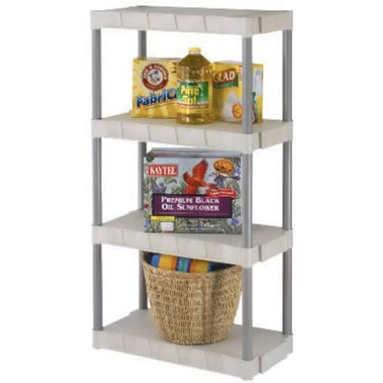 Gracious Living Brand 931402 Durashelf 4 Shelf Taupe Interlockable Plastic Shelving Unit