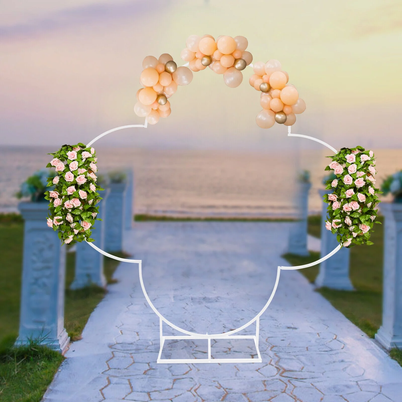 6.56 FT Wedding Arch Backdrop Stand, Iron Flower Rack Balloon Frame Party Venue Decor, Wedding Backdrop Stand Flower Ballons Plants Rack