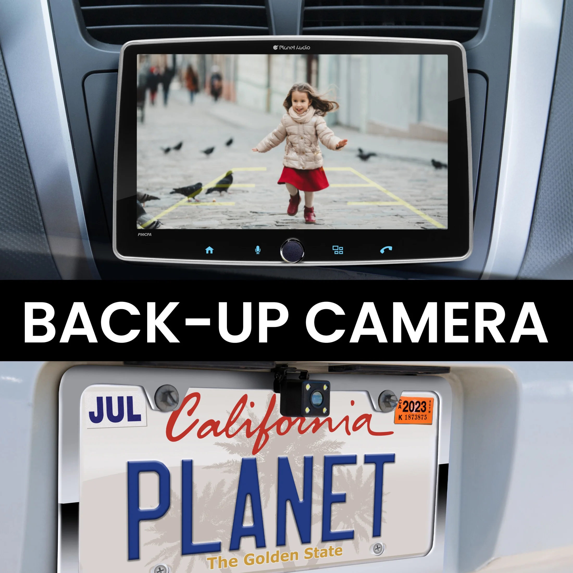 Planet Audio P90CPAC Car Stereo - Apple CarPlay, Android Auto, Single Din, 9 Inch Capacitive Touchscreen, Bluetooth, No CD DVD Player, AM/FM Radio Receiver, Backup Camera