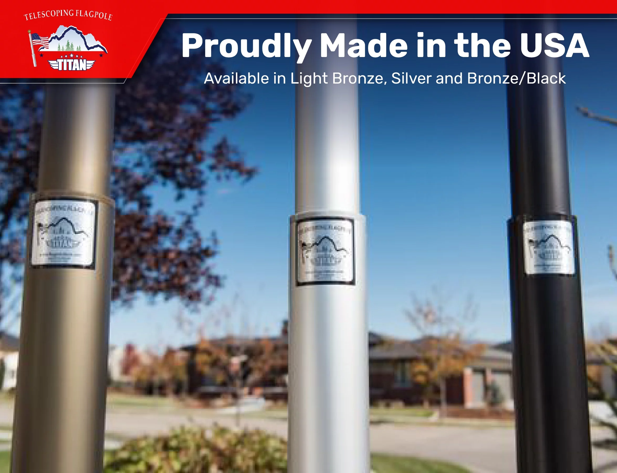 Titan Heavy Duty Aluminum Flag Pole Kit, Light Bronze 15 Feet