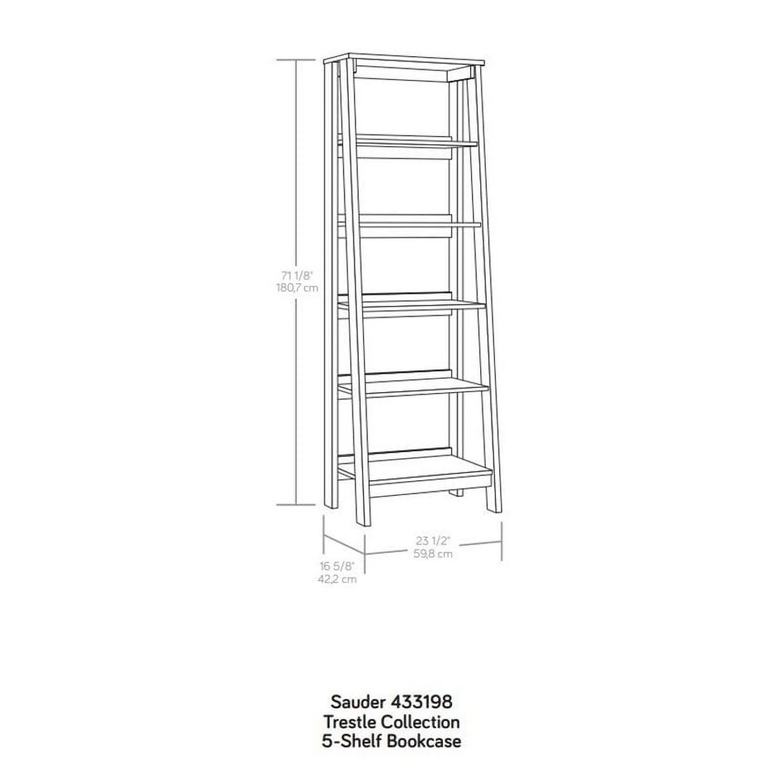 Pemberly Row 5-Shelf Modern Engineered Wood Bookcase in Mystic Oak