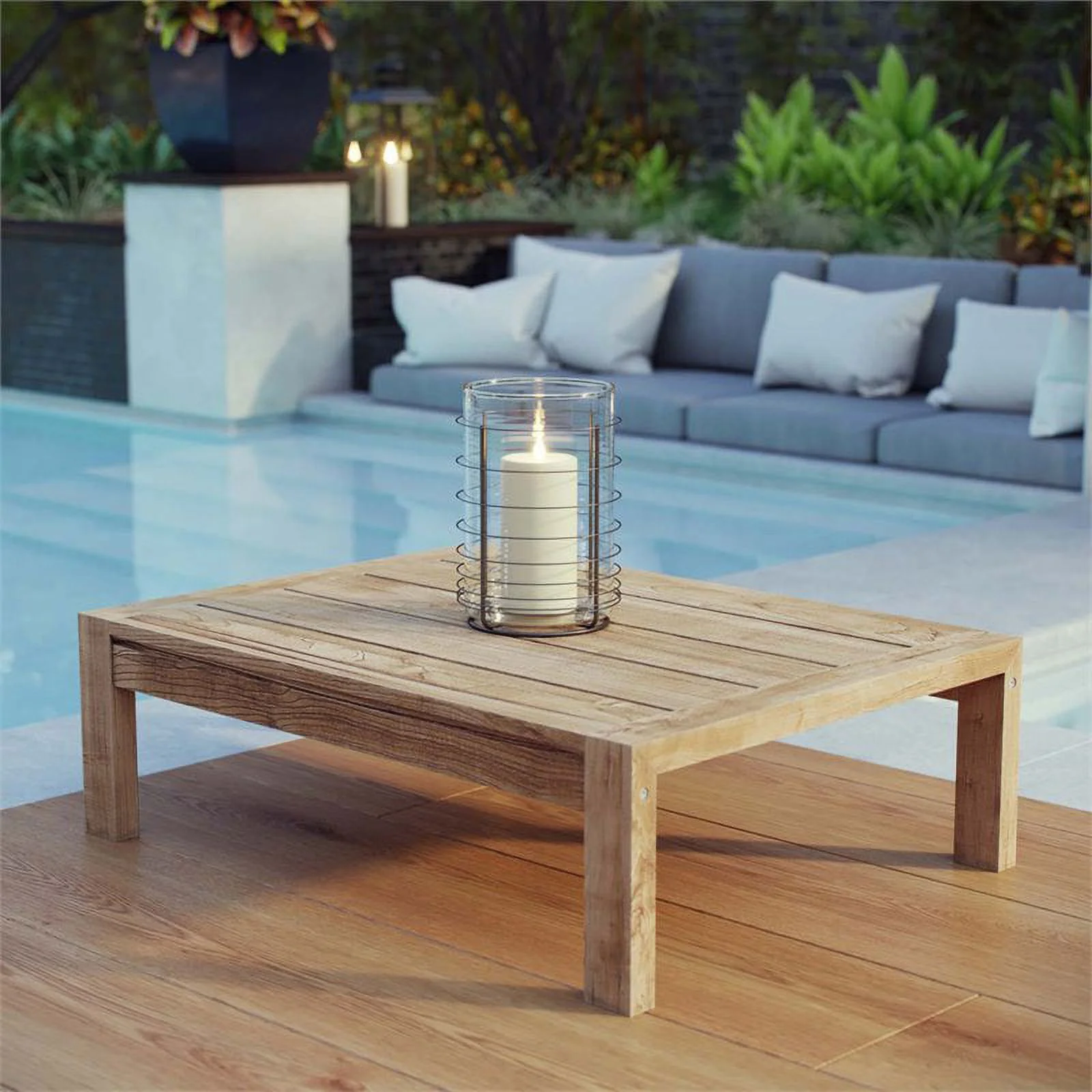 Afuera Living Modern Solid Wood Patio Coffee Table in Natural