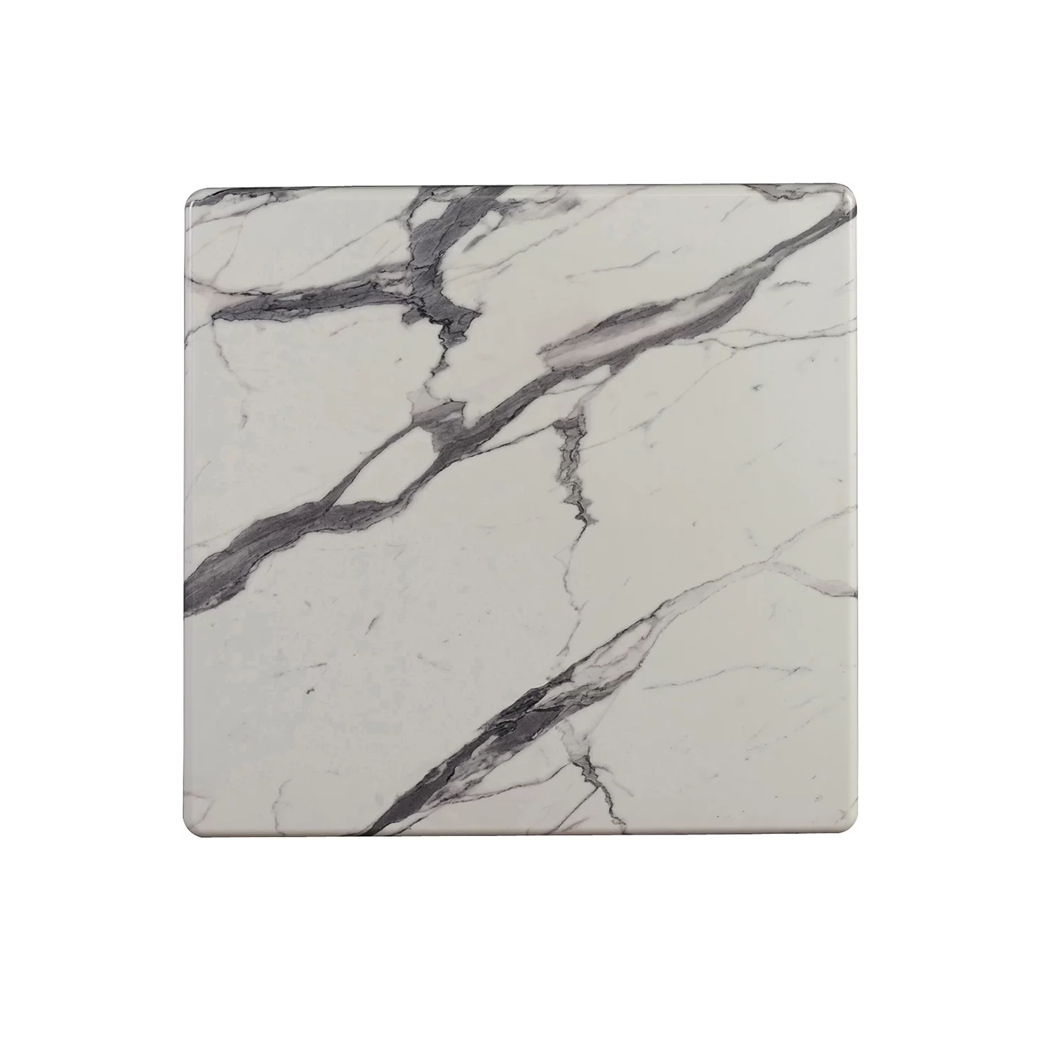 Square Faux Marble Top End Table Black and White