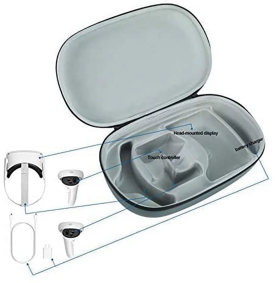 2022 Oculus Quest 2 All-In-One VR Headset, Touch Controllers, 256GB SSD, 1832x1920 up to 90 Hz Refresh Rate LCD, 3D Audio, Mytrix Head Strap, Carrying Case, Earphone, Futuristic Stickers