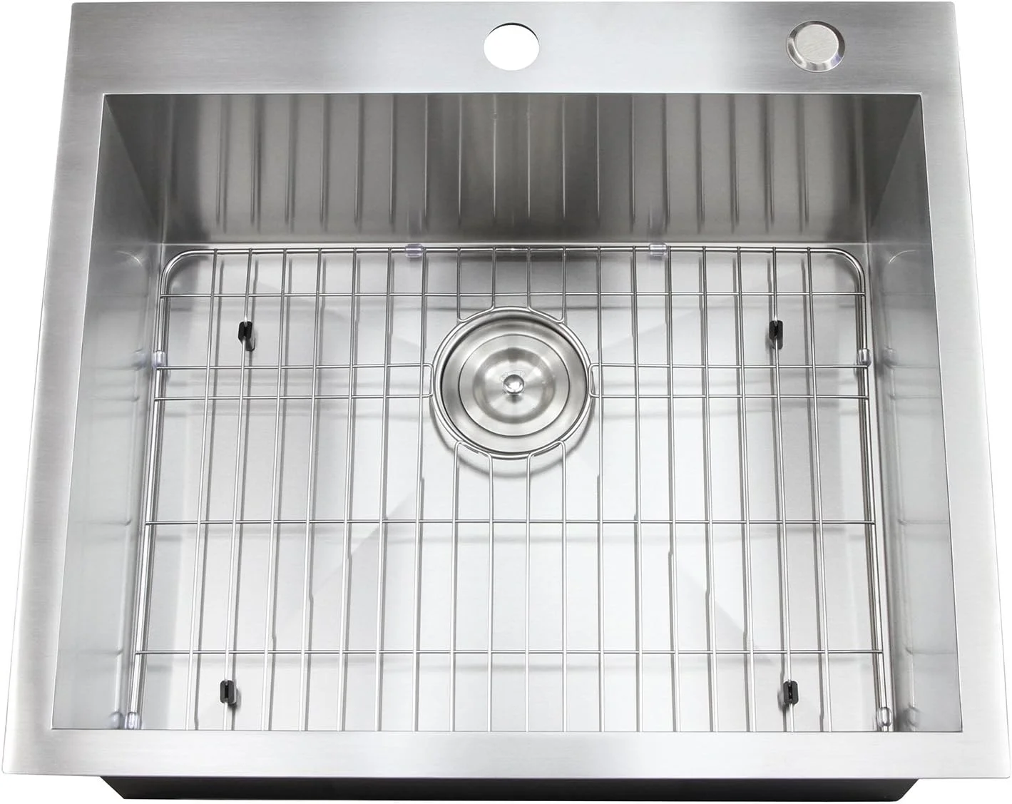 25 Inch Zero Design 16 Gauge Topmount Drop In Over The Counter Single Bowl Stainless Steel Kitchen Island Bar Sink Premium Package (25 INCH) KKR-FT2522