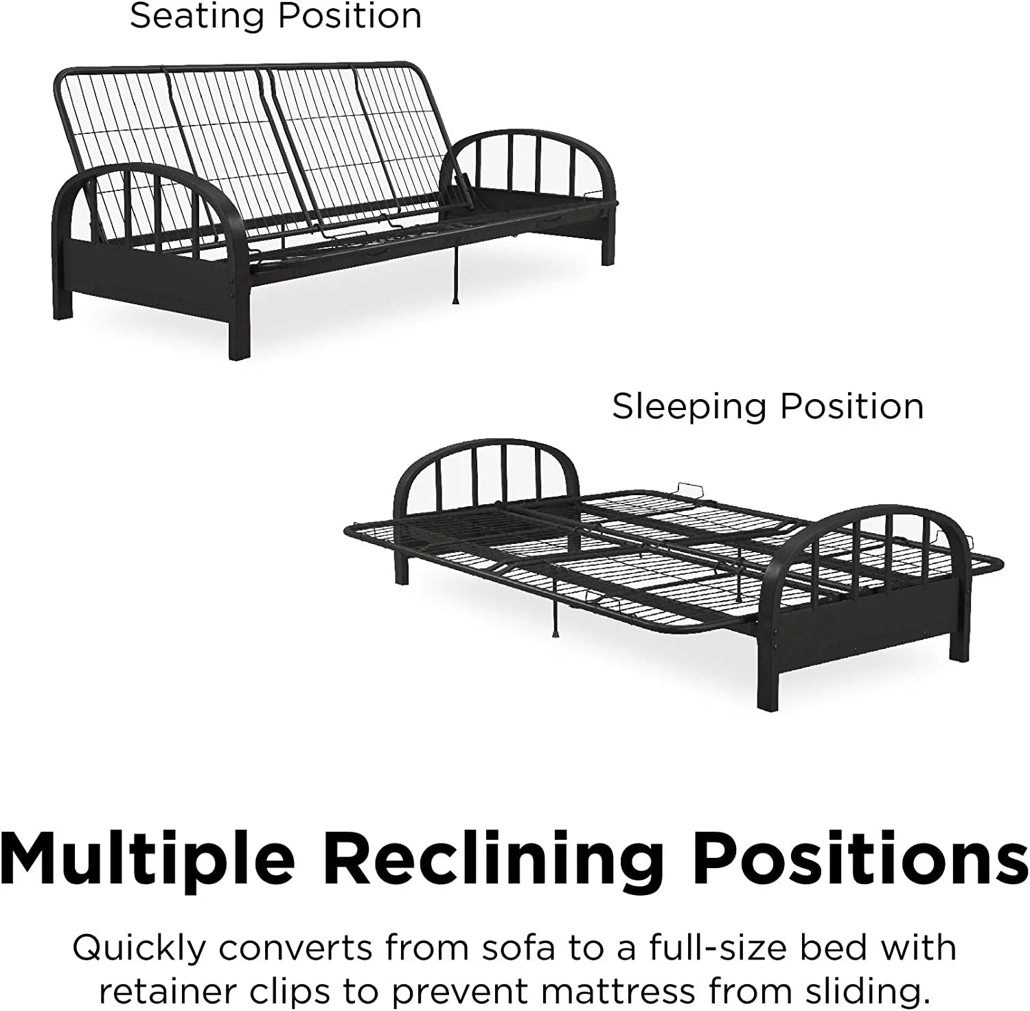 YILAN Aiden Metal Futon Frame, Black Large