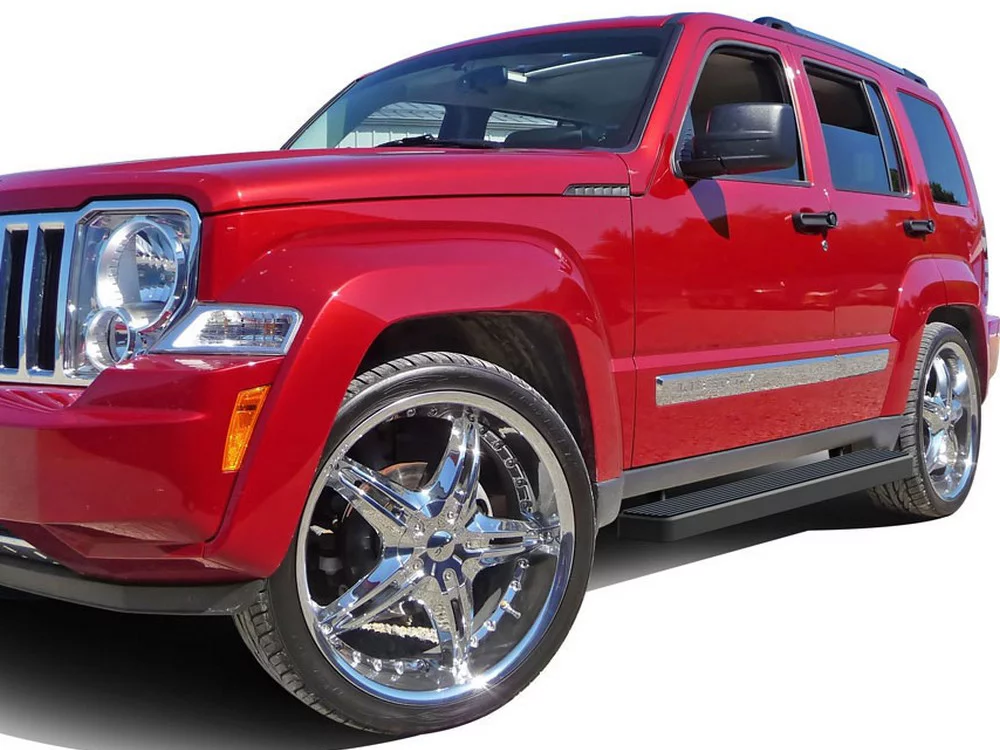 APS iBoard Running Boards 6 inches Matte Black Compatible with Jeep Liberty 2008-2013 (Nerf Bars Side Steps Side Bars)