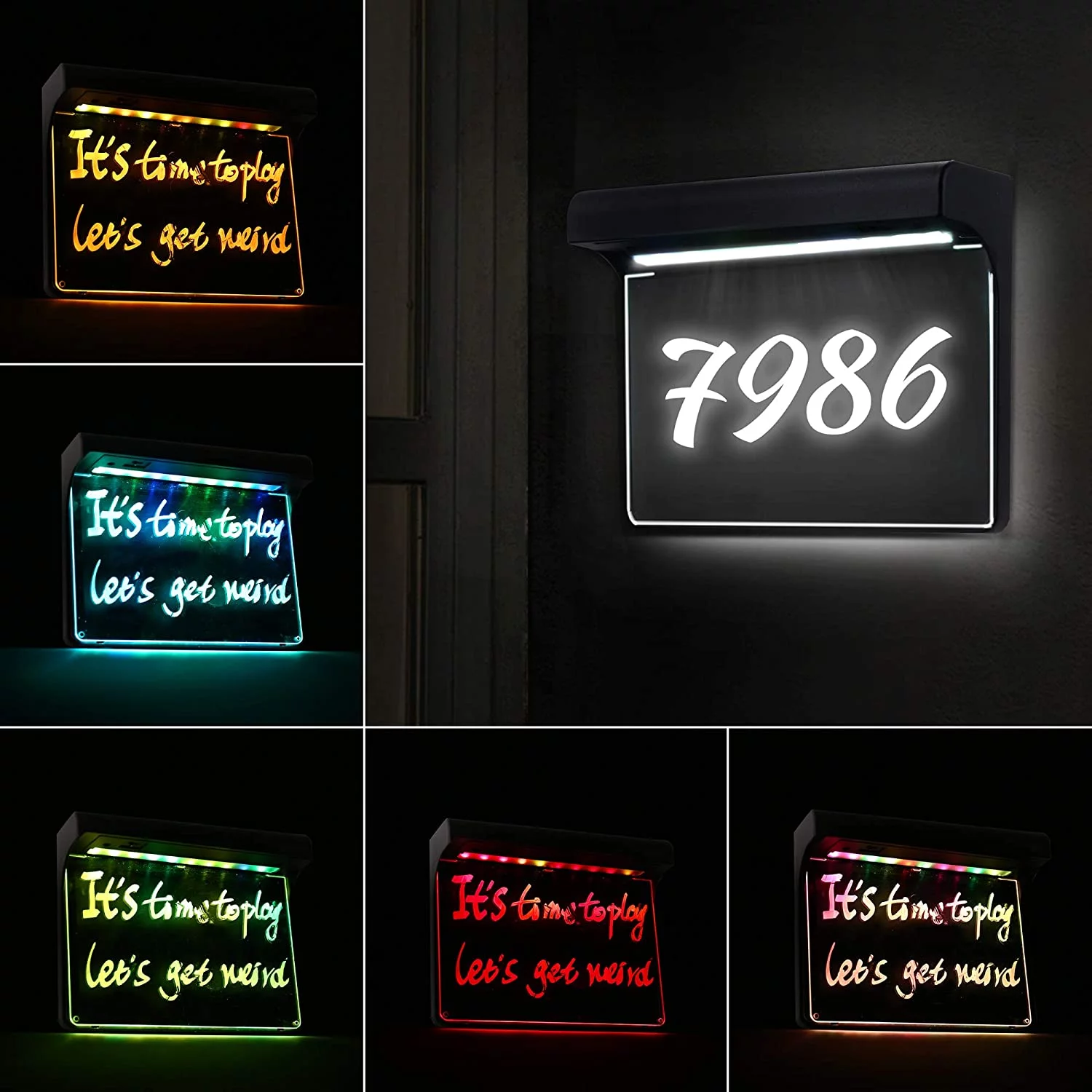 Outdoor House Numbers, Solar Address Sign DIY LED Lighted House Number Plaque, RGB Color Changing for Yard, Mailbox, Bar, Coffee Shop, Restaurant, Gift