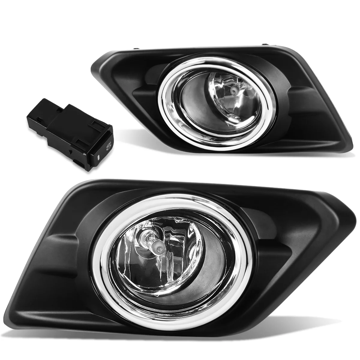 DNA Motoring FL-ZTL-217-CH For 2014 to 2016 Nissan Rogue Pair Bumper Driving Fog Light Lamp+Bezel+Switch Clear Lens 15