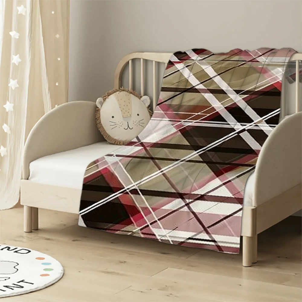 Ullo0ord Quilted Throw Blanket California King Size, Fall Farmhouse Retro Brown and Pink Plaid Buffalo Lightweight Cotton Blanket, All Season Cozy Soft Breathable Comforter for Bed Couch Sofa,