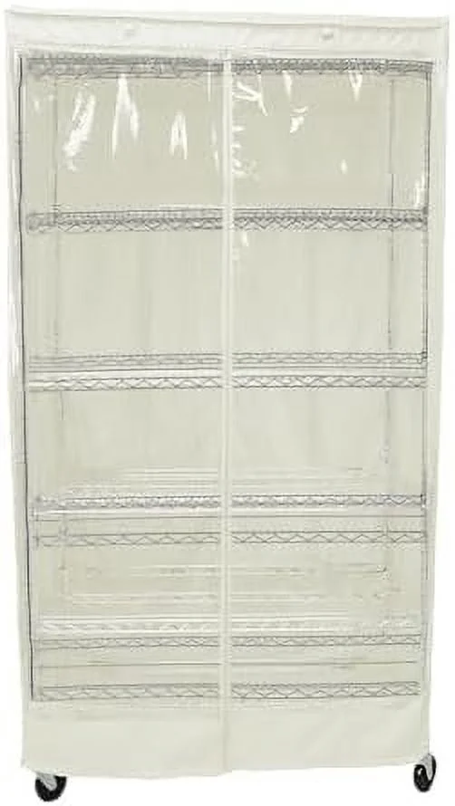 JYHOME Premium Clear Front Wire  Cover Off  - Heavy-Duty  Solution for Wire Shelving Rack (30\u201DWx24\u201DDx72\u201DH) - Waterproof PVC  Water/Dust Resistant Fabric  Multi Zipper