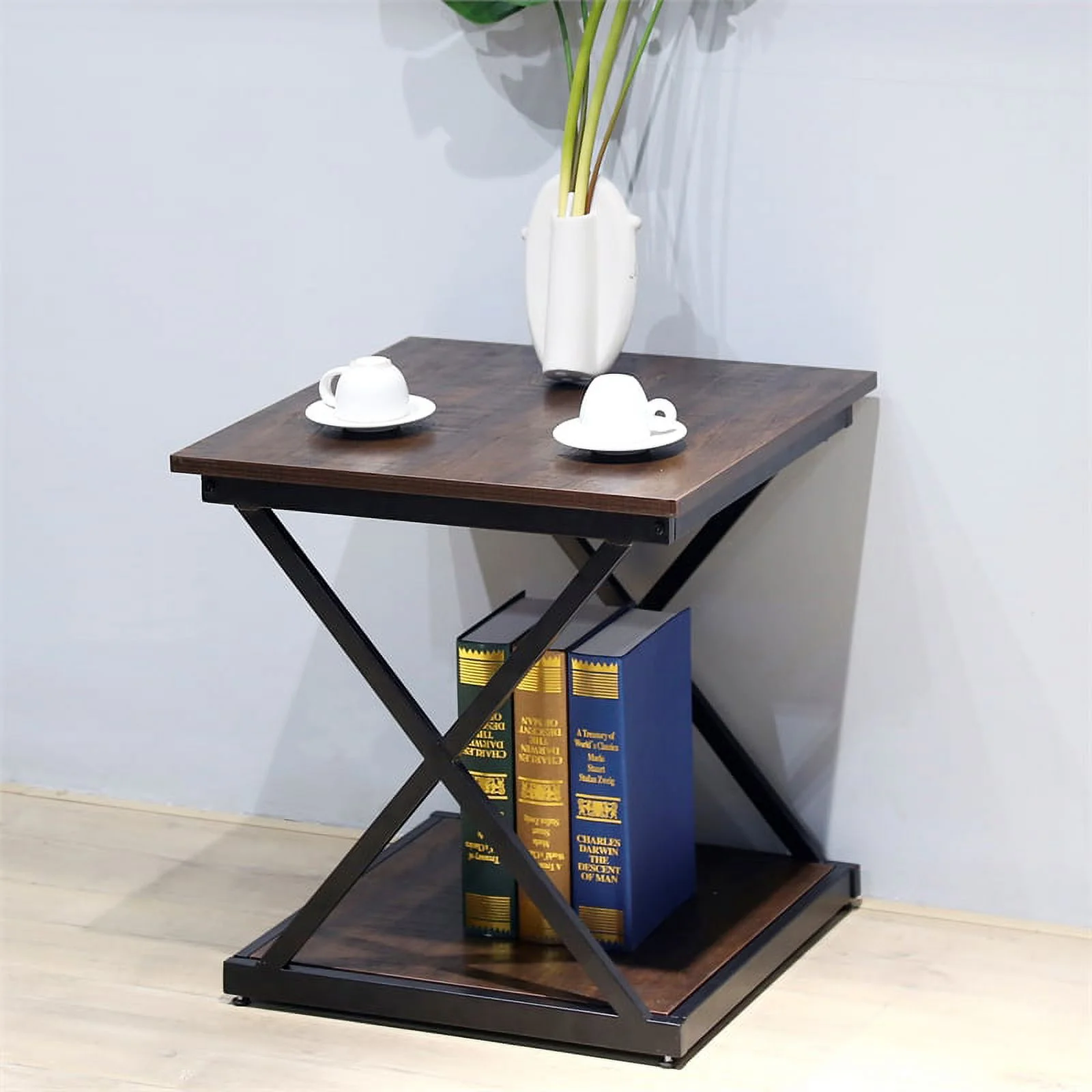 Carolina Classics Stella Metal Side Table in Brown and Black