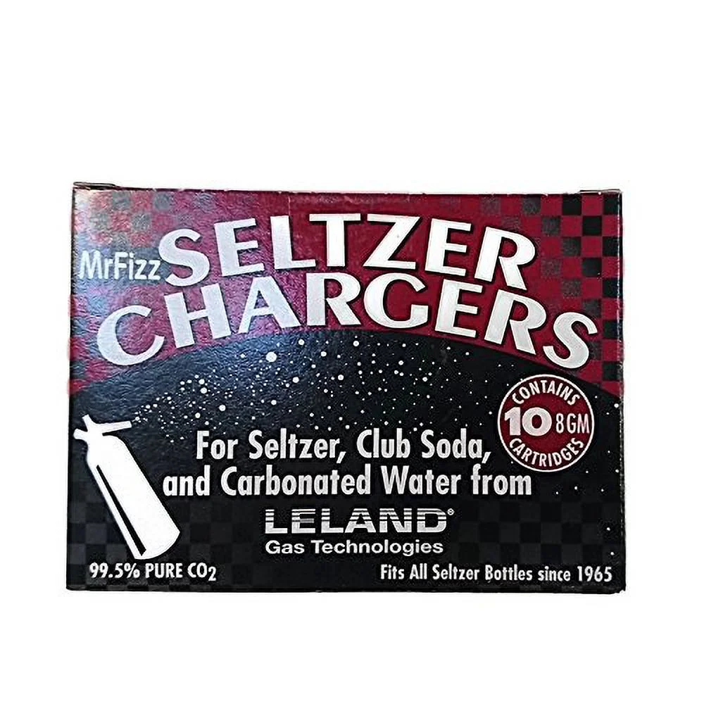 Sod Leland Mr Fizz Seltzer 8g CO2 Charger 50PK Compatible With All 1 Liter/Quart Soda Siphons, Silver