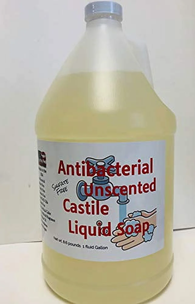 Antibacterial Unscented Castile Soap, 1 Gallon, Sulfate Free, Vegan, Non-Gmo, Made in USA