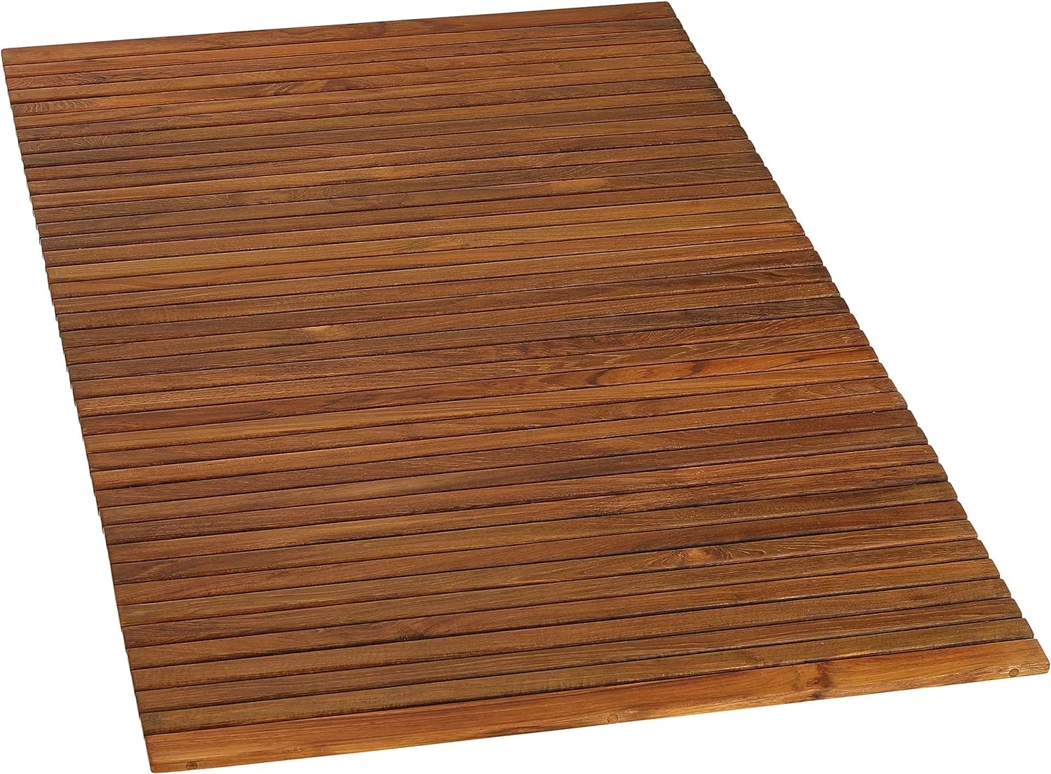 Oskar String Spa Shower Mat/Rug In Solid Teak Wood Oiled Finish, X-Large: 3' X 5'