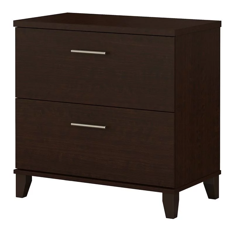 Home Square 2 Piece Wood Lateral Filing Cabinet Set in Mocha Cherry