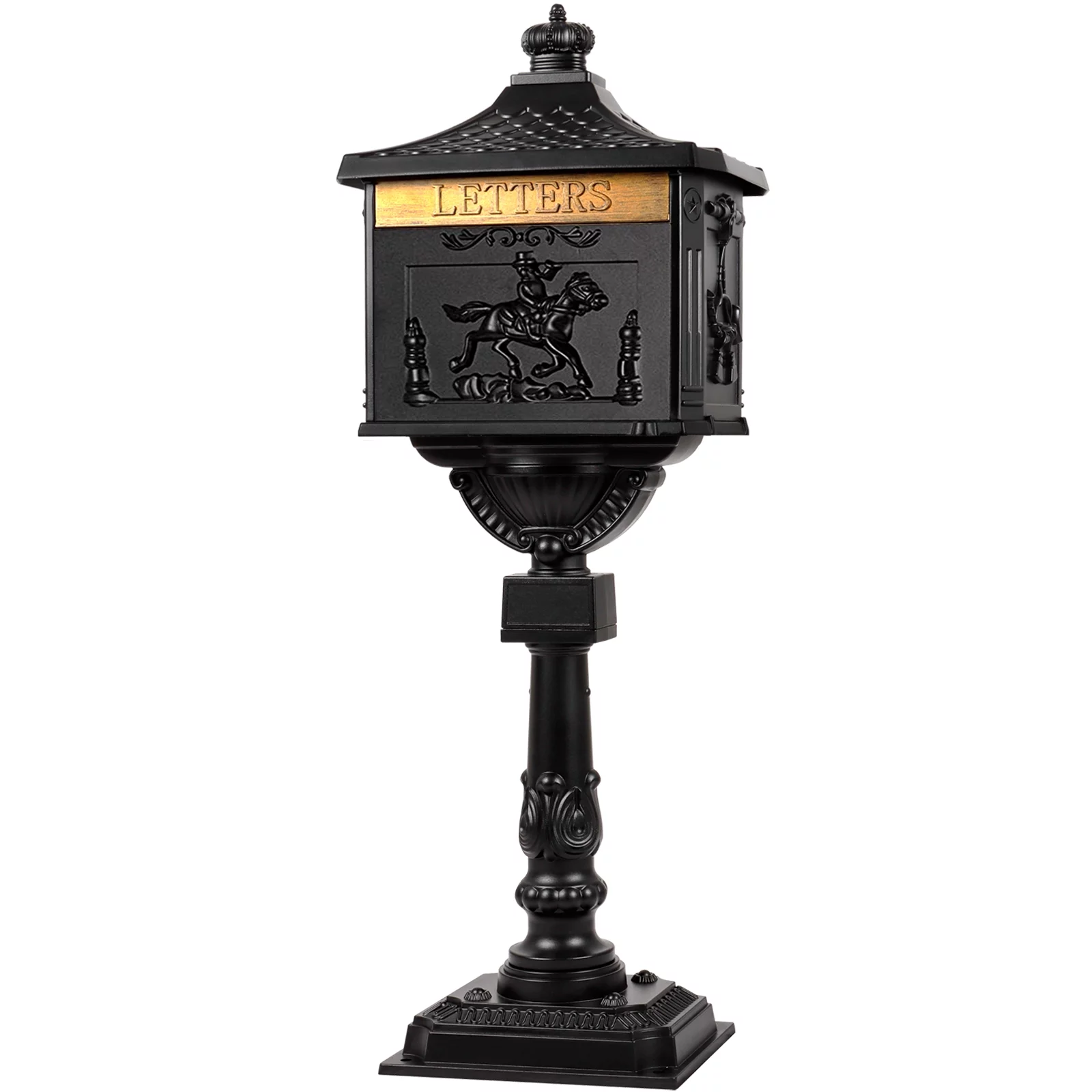 Polar Aurora Mailbox Cast Aluminum Black Mail Box Postal Box Security Heavy Duty New