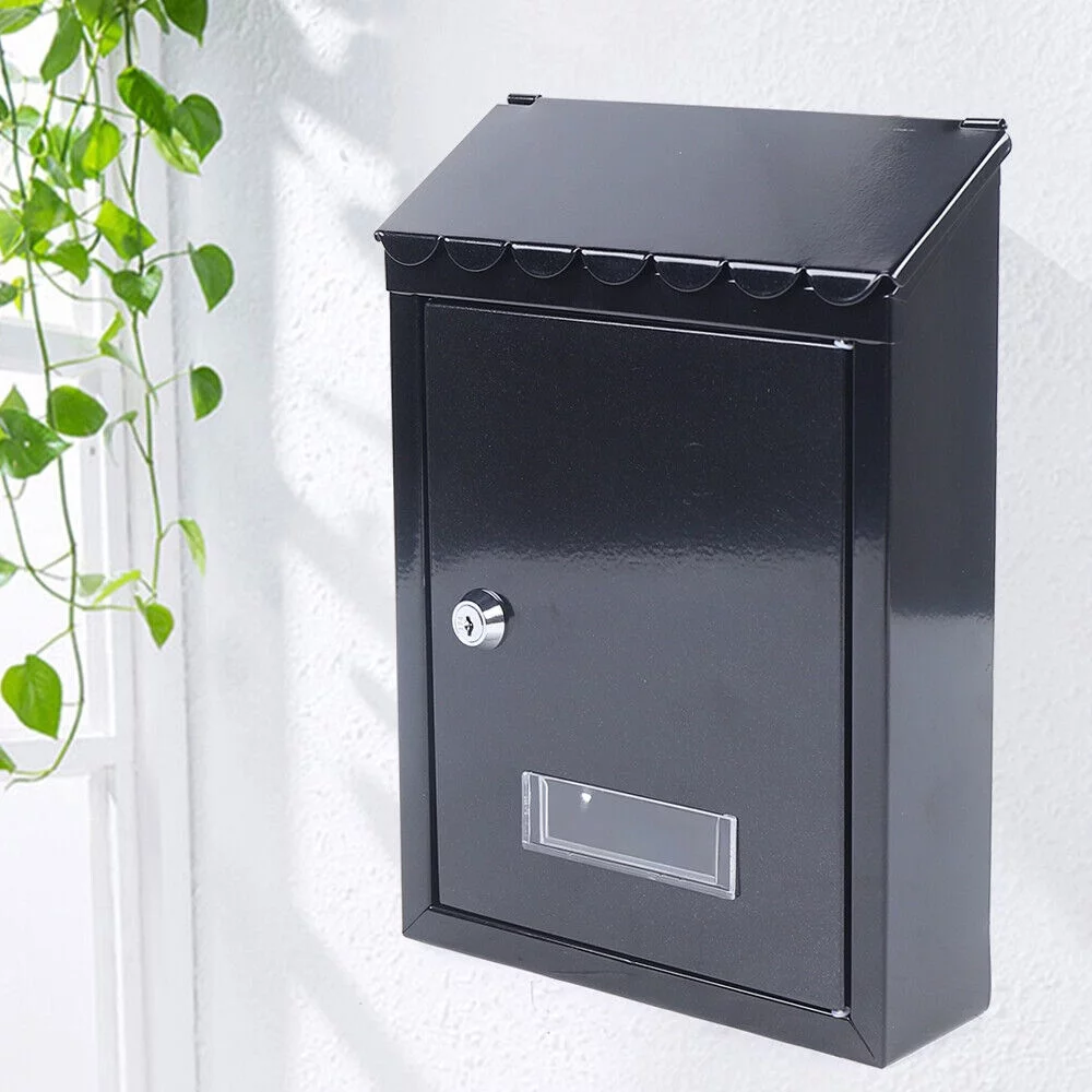 Wall Mount Mailbox with 2 Keys Large Drop Box Perspective Hole Design Waterproof