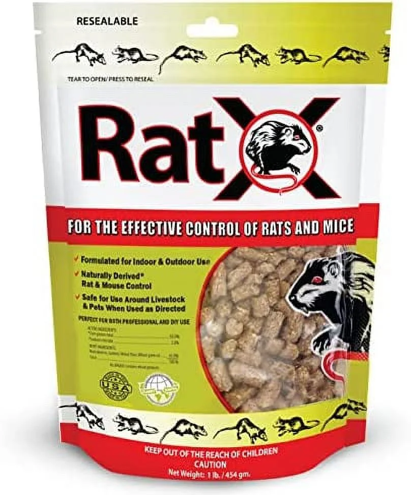 EcoClear Products 620101, RatX All-Natural Poison Free Humane Rat and Mouse Rodenticide Pellets, 1 lb. Bag