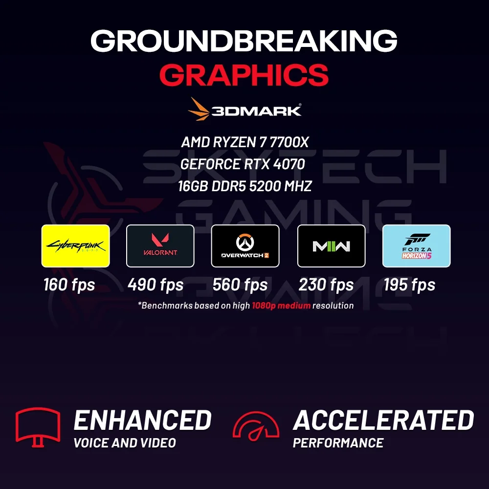 Skytech Rampage Gaming PC, Ryzen 7 7700X, NVIDIA RTX 4070, 2TB SSD, 16GB RAM, Windows 11 Home
