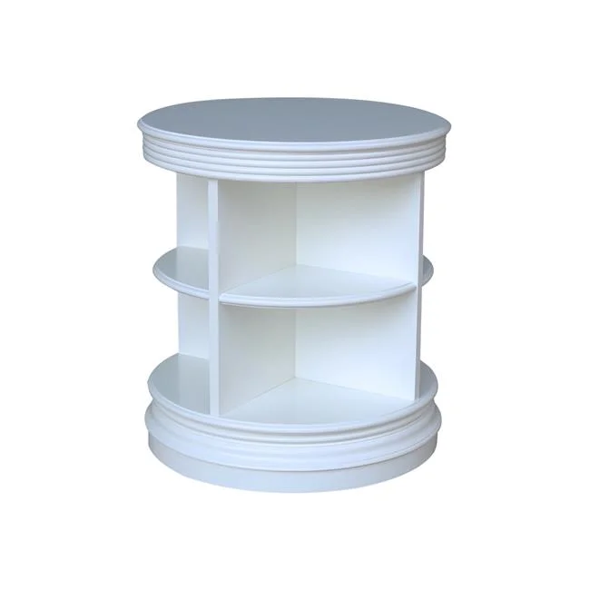 Library Round End Table, White