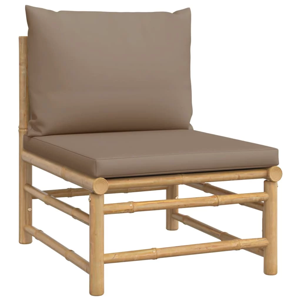 Htovila 7 Piece Patio Set with Taupe Cushions Bamboo