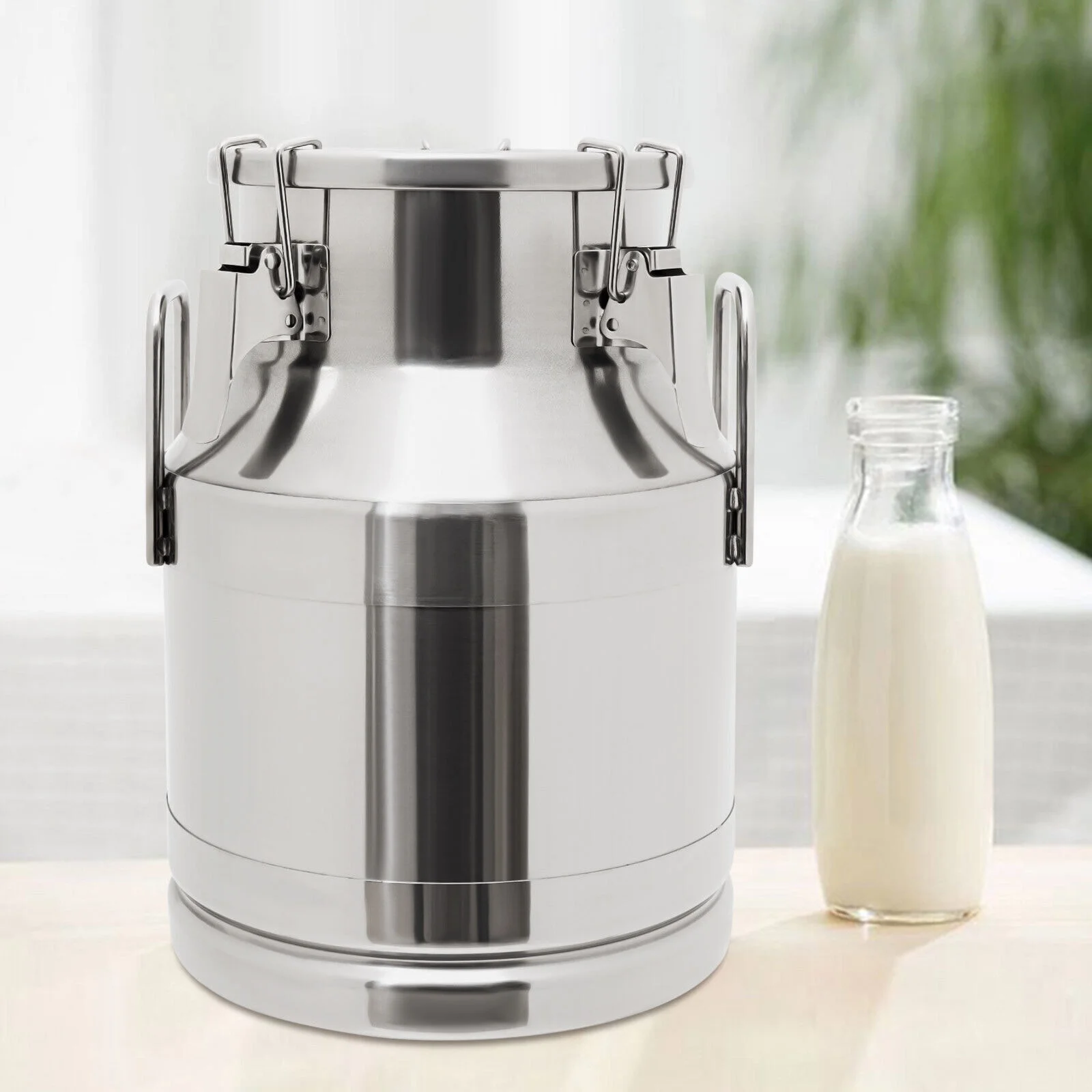 Miumaeov 10L/2.64 Gallon Stainless Steel Milk CanWine Pail Bucket Tote Jug Bottle with Sealed Lid Heavy Duty Milk Jug