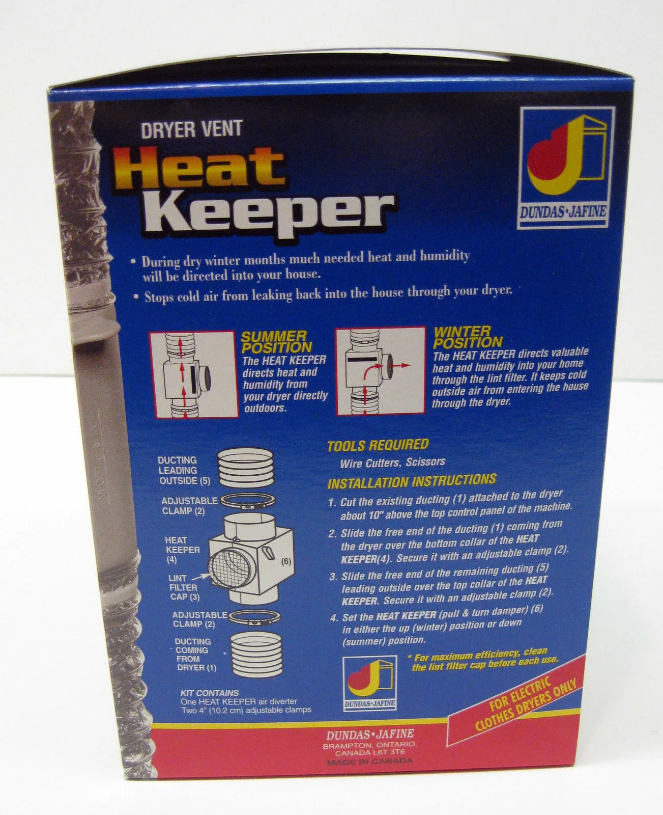 CHK100ZW Dryer Vent Heat Keeper Saver Dundas Jafine Winter and Summer Positions