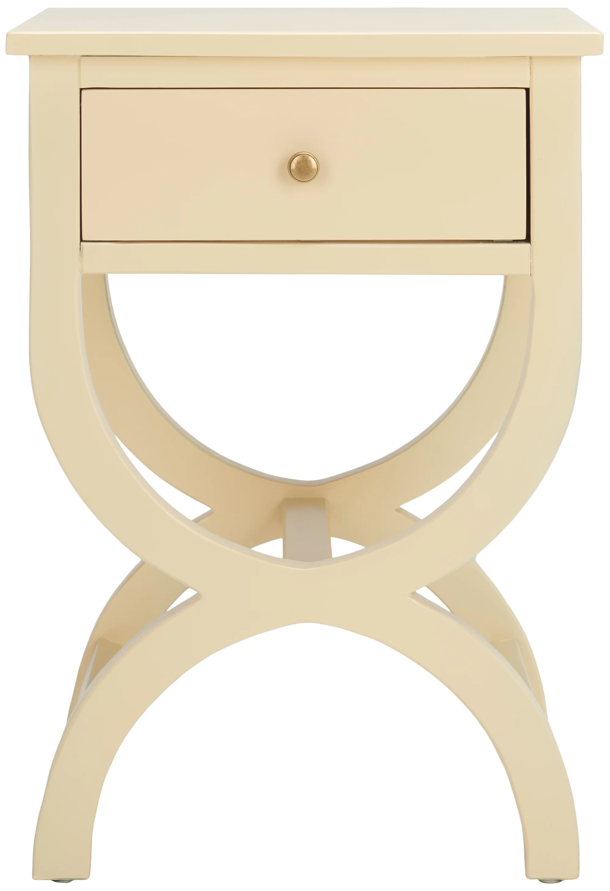 SAFAVIEH Maxine Solid Nightstand with Storage Drawer, Vanilla (18 in. W x 15 in. D x 26.8 in. H)