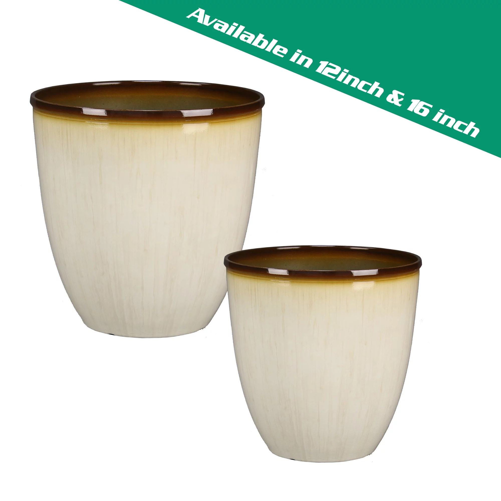 Better Homes & Gardens Salerno 12 inch Round Planter, White, Recycled Resin