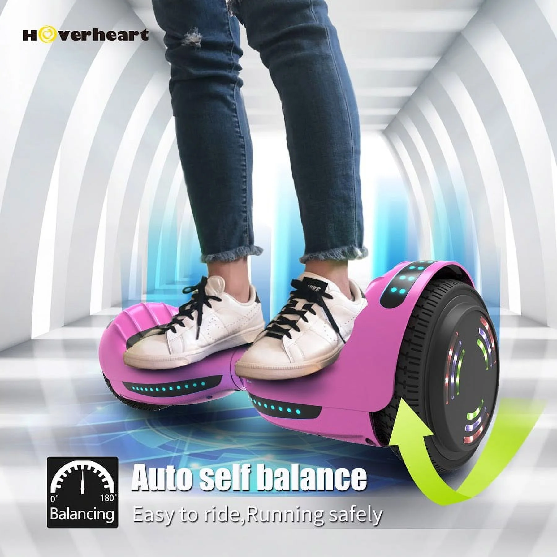 Hoverstar Flash Wheel UL 2272 Certified Hoverboard 6.5 In. Bluetooth Speaker with LED Light Self Balancing Wheel Electric Scooter, Chrome Pink