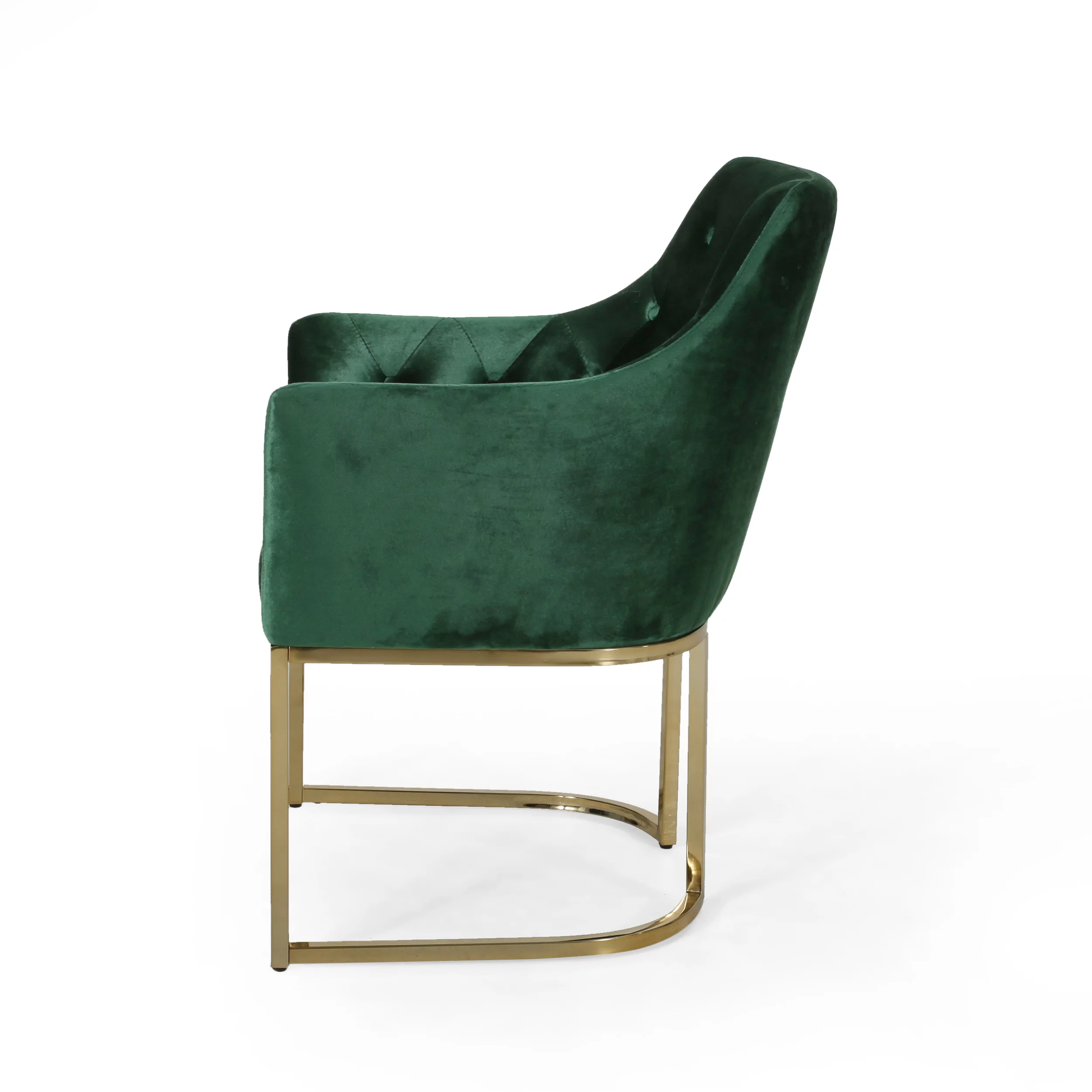 GDF Studio Emerton Modern Glam Velvet Tufted Accent Chair, Emerald and Gold