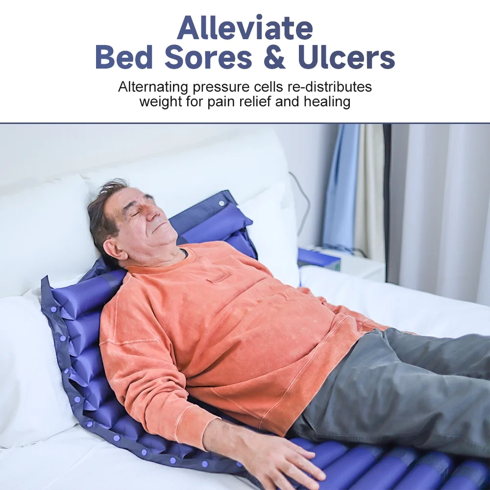 Alternating Air Pressure Mattress with Detachable Air Cells, Weight Limit 400 lbs, Includes Fuses and Electric Pump System, Fits Standard Size Hospital Bed, S01A